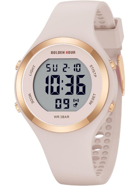Accessories - Women's Rose Gold/Pink Sand Waterproof Sport Chronograph Silicone Strap Watches